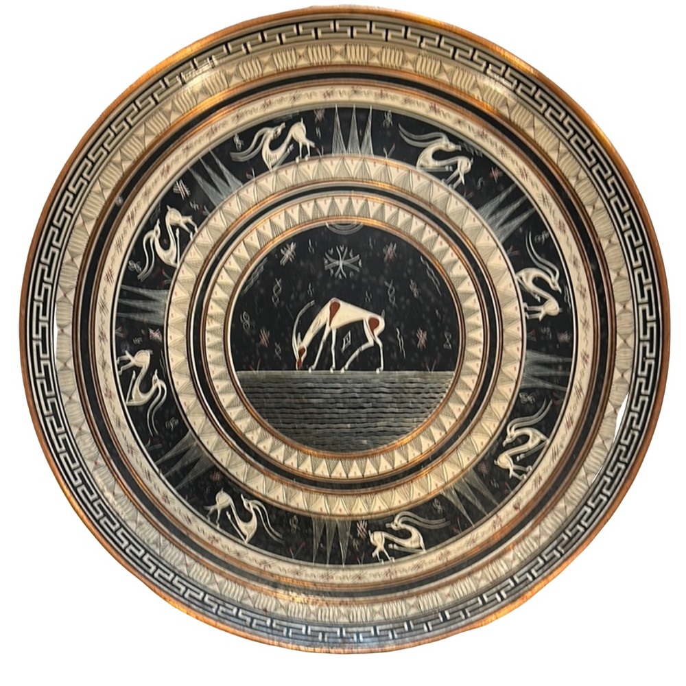 “Geometric” Handmade Deco Plate from Athens, Greece by John Douatzis No. 328